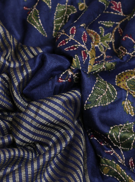Blue Tussar Silk Saree