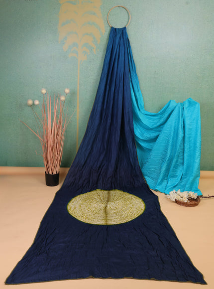 Sky Blue - Peacock Blue Bandhani Silk Saree