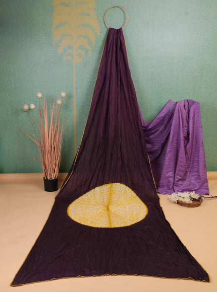 Lavender - Wine Bandhani Silk Saree