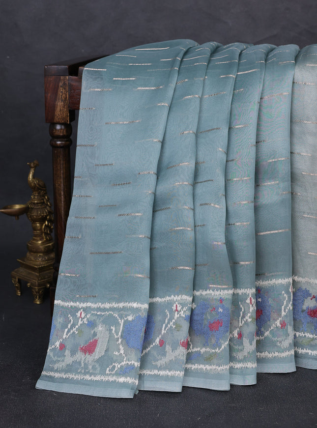 Pastel Blue Organza Saree