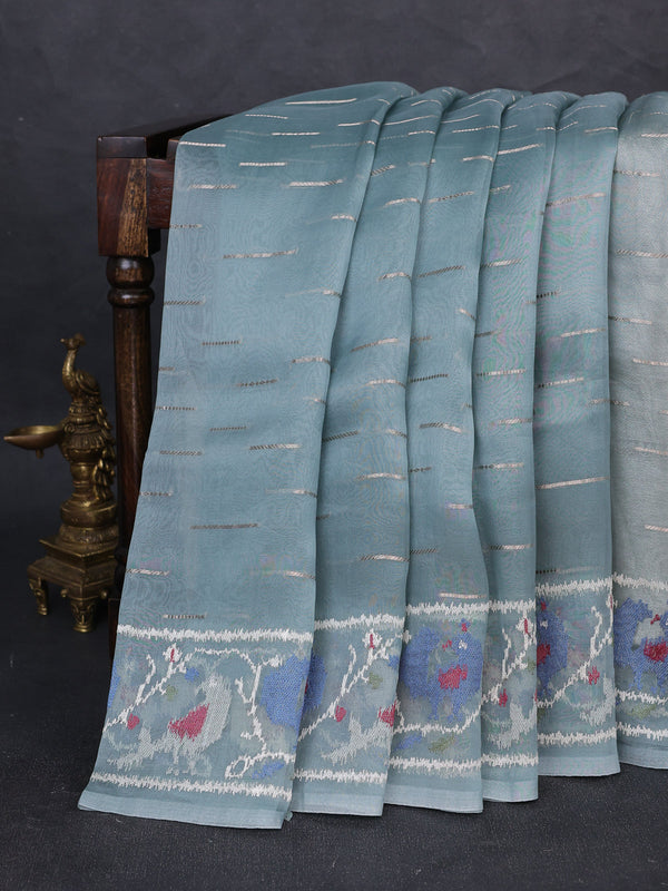 Pastel Blue Organza Saree