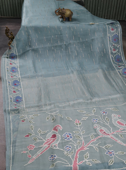 Pastel Blue Organza Saree