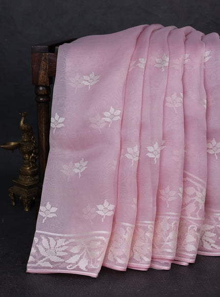 Pastel Pink Organza Saree