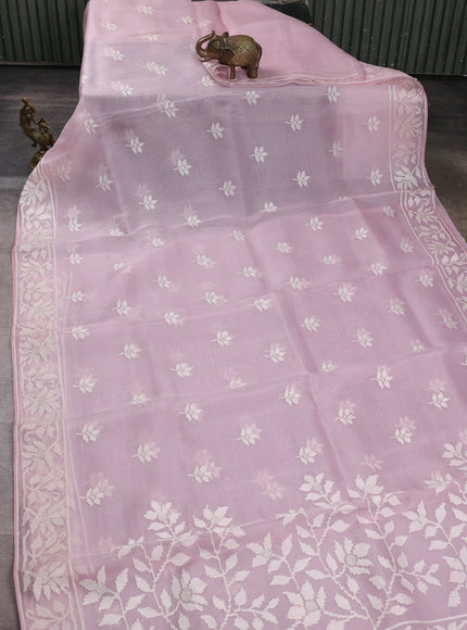 Pastel Pink Organza Saree