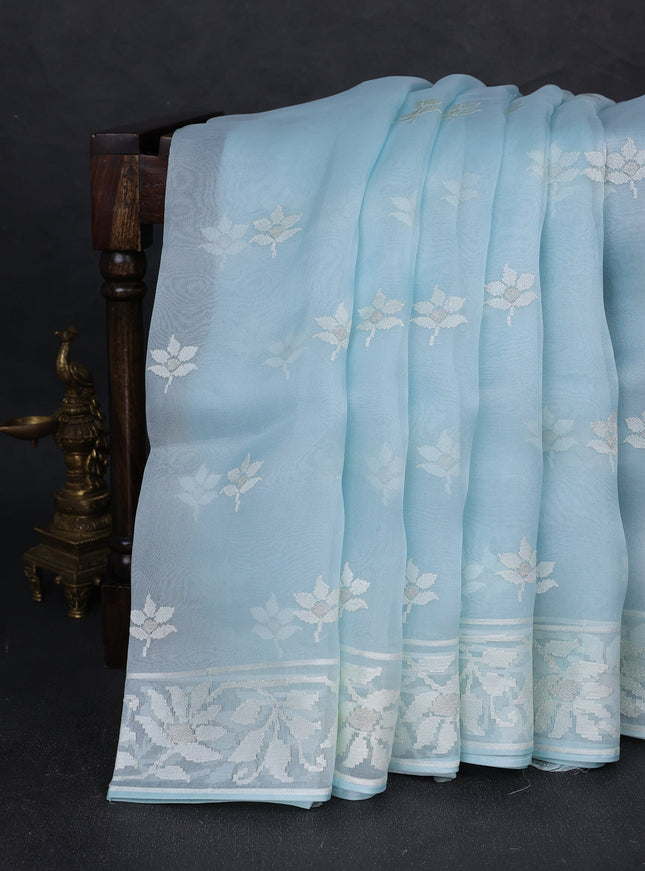 Light Blue Organza Saree
