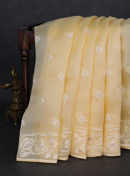 Light Yellow Organza Saree