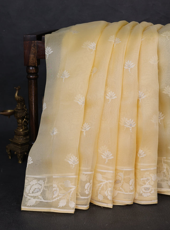 Light Yellow Organza Saree