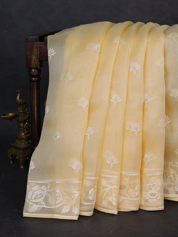 Light Yellow Organza Saree