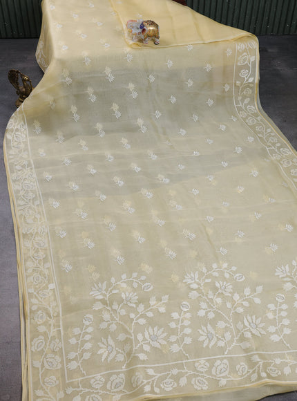 Light Yellow Organza Saree