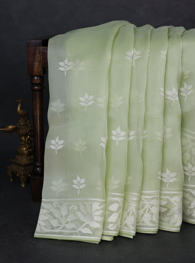 Pista Green Organza Saree