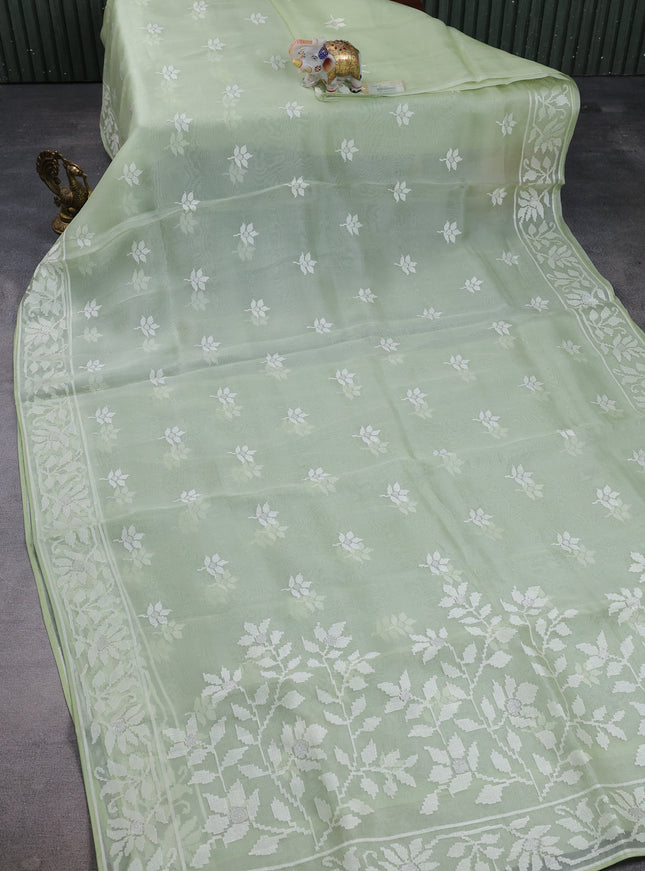 Pista Green Organza Saree