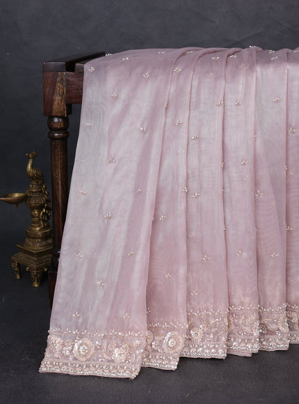Mild Lavender Organza Tissue Sequin Embroidery Saree
