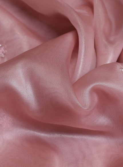 Peach Pink Organza Tissue Sequin Embroidery Saree