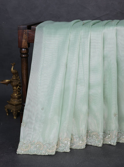 Sea Green Organza Tissue Sequin Embroidery Saree