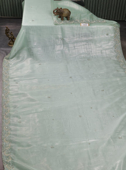 Sea Green Organza Tissue Sequin Embroidery Saree