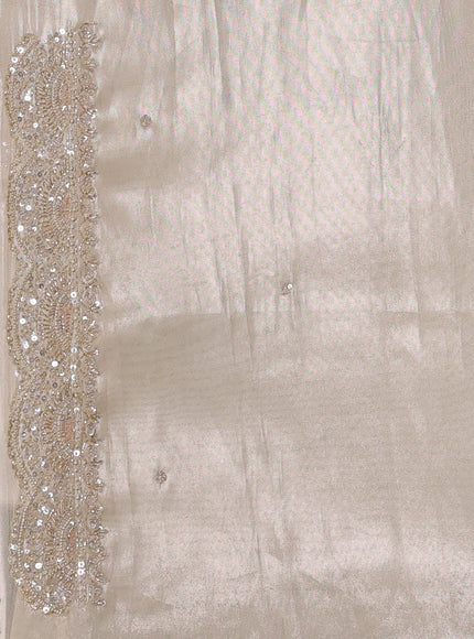 Beige Organza Tissue Sequin Embroidery Saree