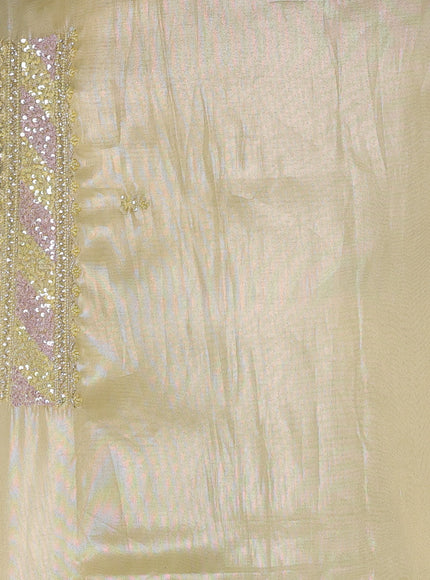 Pale Yellow Organza Tissue Sequin Embroidery Saree