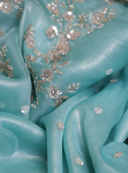 Sky Blue Organza Tissue Sequin Embroidery Saree