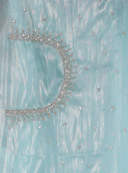 Sky Blue Organza Tissue Sequin Embroidery Saree