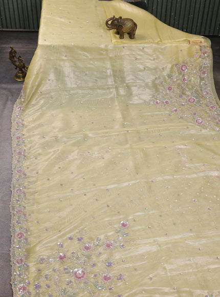 Yellow Organza Tissue Sequin Embroidery Saree