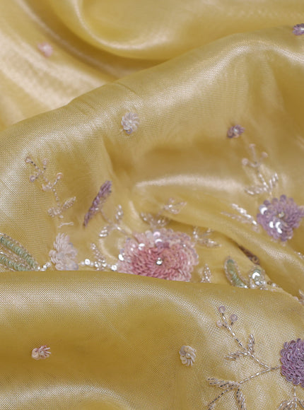 Yellow Organza Tissue Sequin Embroidery Saree