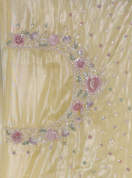 Yellow Organza Tissue Sequin Embroidery Saree
