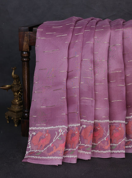 Lavender Organza Sequin Embroidery Saree