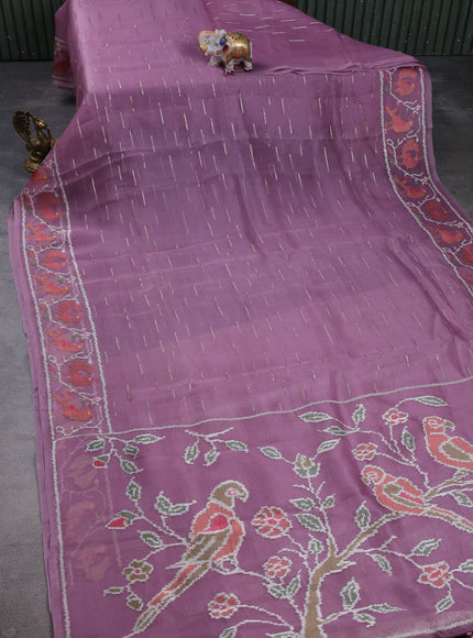 Lavender Organza Sequin Embroidery Saree
