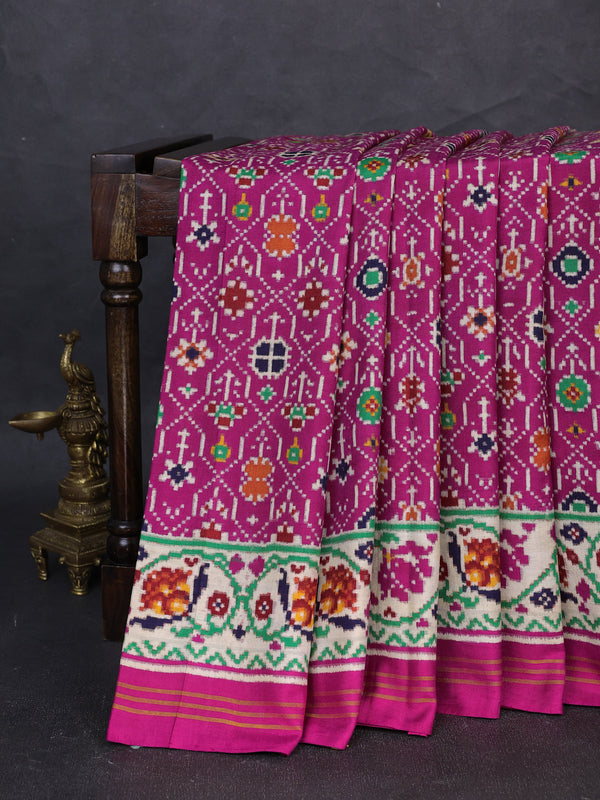 Pink - Cream Patan Patola Saree
