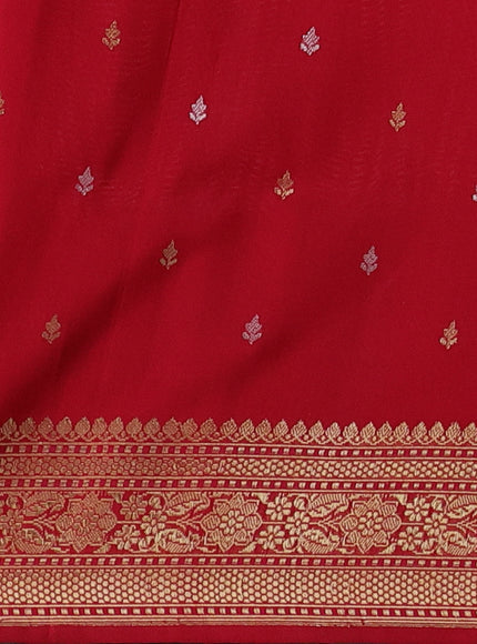 Peach - Red Banarasi Silk Saree