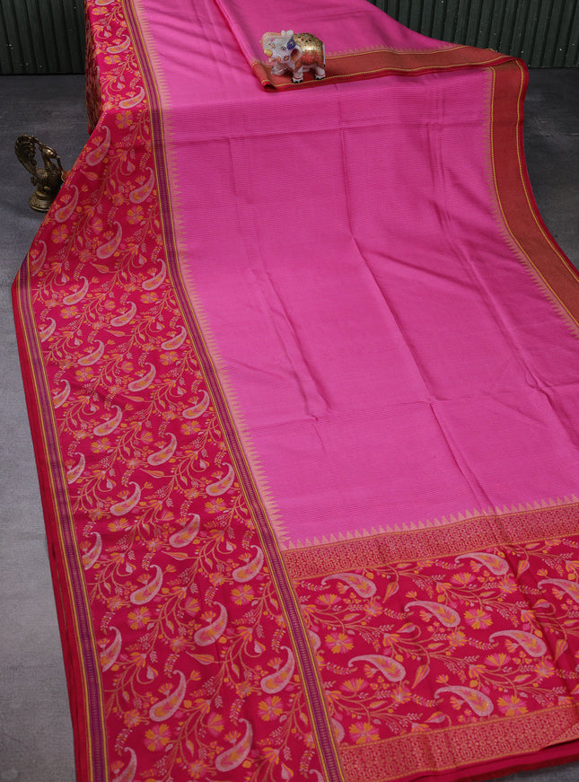 Pink - Dark Pink Banarasi Silk Saree