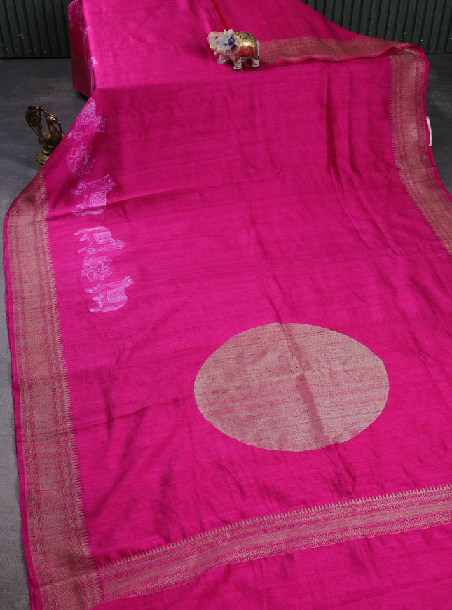 Rani Pink Banarasi Tussar Silk Saree