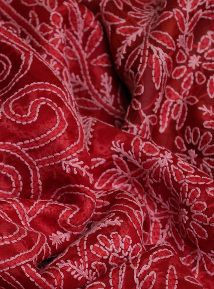 Red Organza Chikankari Embroidery