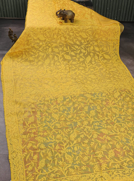 Yellow Organza Chikankari Embroidery