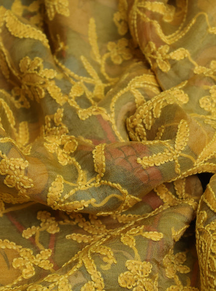 Yellow Organza Chikankari Embroidery