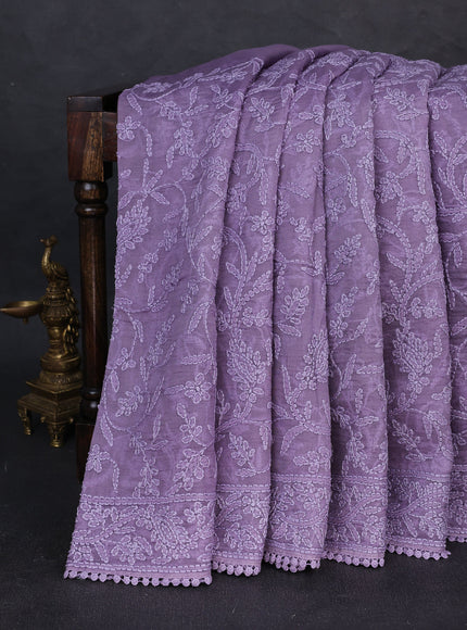 Lavendar Organza Chikankari Embroidery