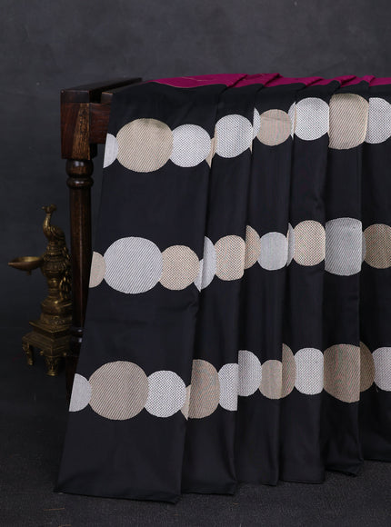 Black - Dark Magenta Banarasi Silk Saree