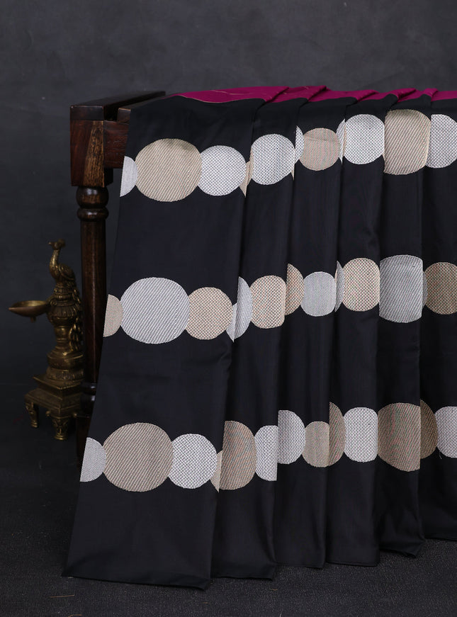 Black - Dark Magenta Banarasi Silk Saree