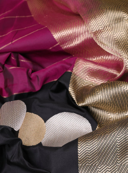 Black - Dark Magenta Banarasi Silk Saree