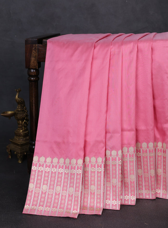 Baby Pink Banarasi Silk Saree