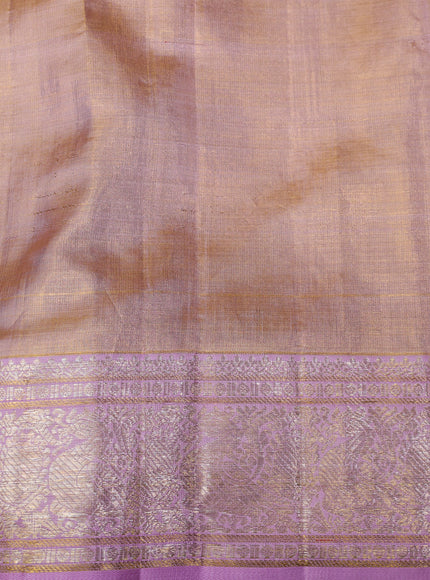Lavender Pure Kanchipuram Tissue Silk Saree With Embroidery Border
