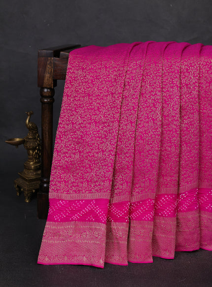 Rani Pink Banarasi Crepe Saree
