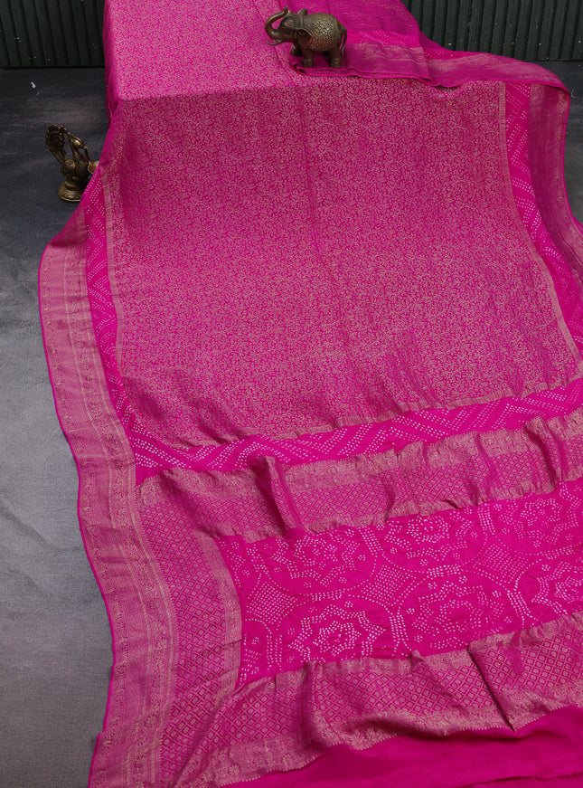 Rani Pink Banarasi Crepe Saree