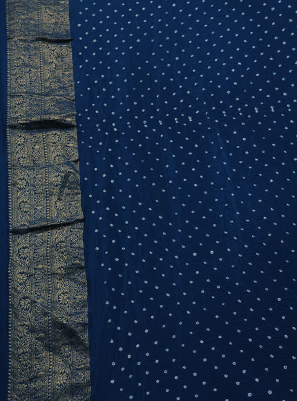 Peacock Blue Banarasi Crepe Saree