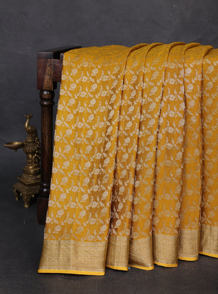 Mustard Banarai Crepe Saree