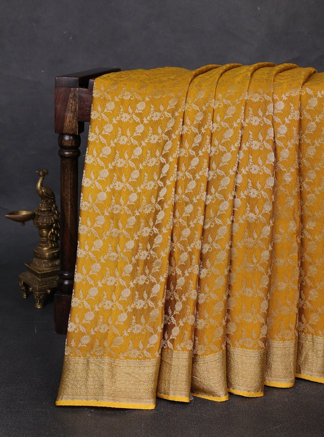 Mustard Banarai Crepe Saree