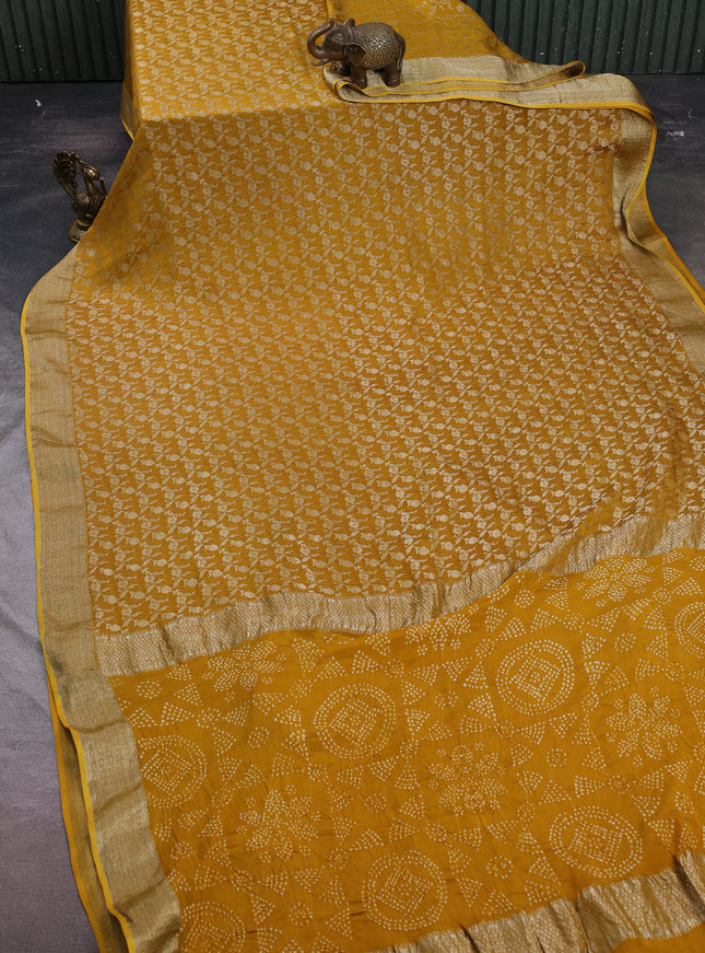 Mustard Banarai Crepe Saree