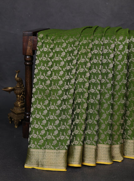 Green Banarasi Crepe Saree