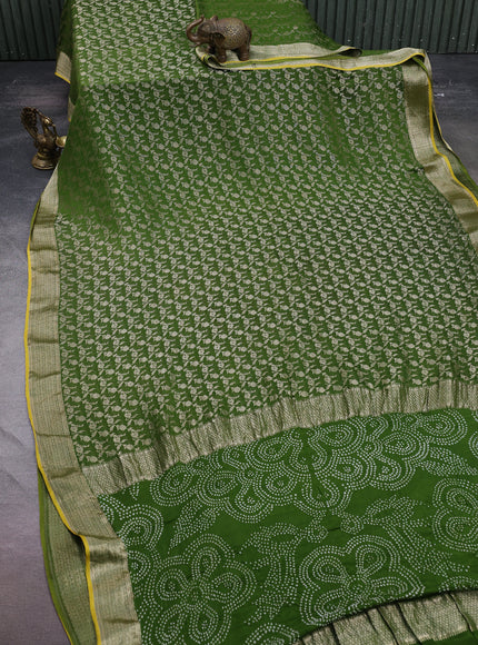 Green Banarasi Crepe Saree