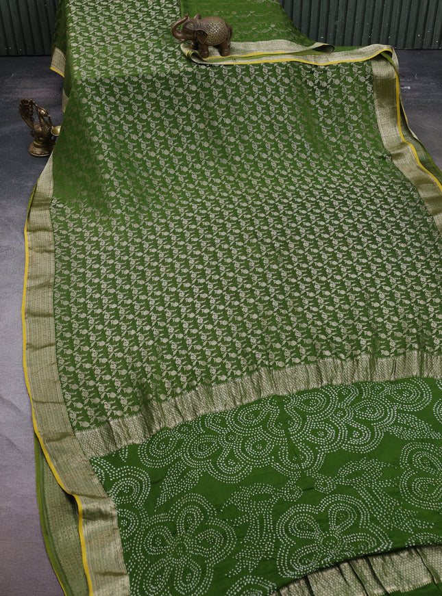 Green Banarasi Crepe Saree